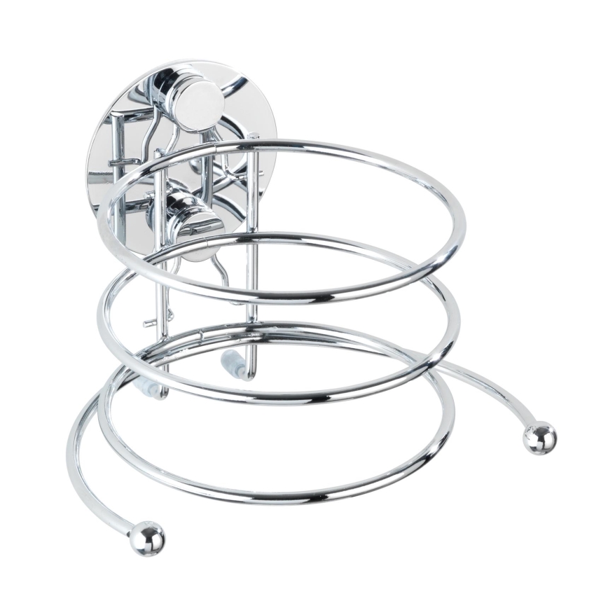 WENKO 18770100-Föhnhalter TURBO-LOC rund Stahl 14x11,5 cm glänzender Chrom