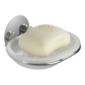 WENKO 18776100 - Seifenschale TURBO-LOC rund, Stahl, 13 x 11 cm, glänzender Chrom/weiß