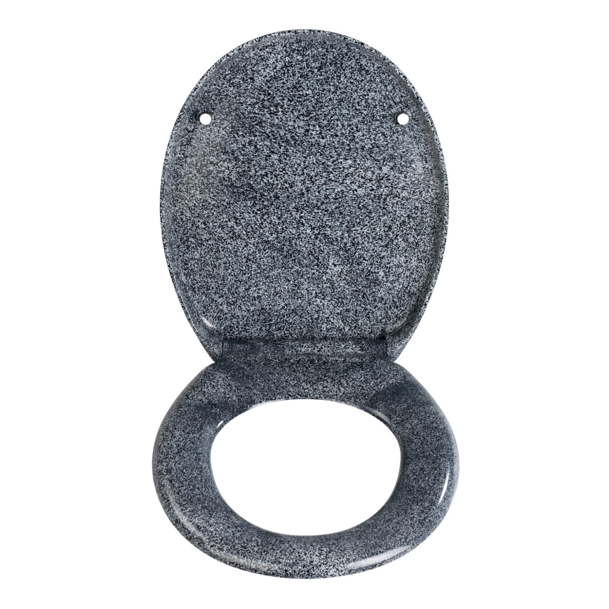 WENKO 18902100-WC-Sitz OTTANA 44,5x37,5 cm Granit/Grau/Silber