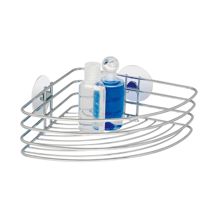 WENKO 18913100 - TURBO-LOC runde Ablage, Stahl, 26,5 x 20 cm, chromglänzend