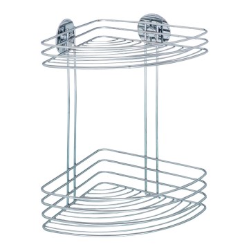 WENKO 18914100-Eckablage TURBO-LOC RUND STAHL 26,5x33 cm hochglanzchrom