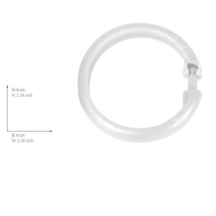 WENKO 19194100 - Duschvorhangringe LYGE 6x6 cm weiß