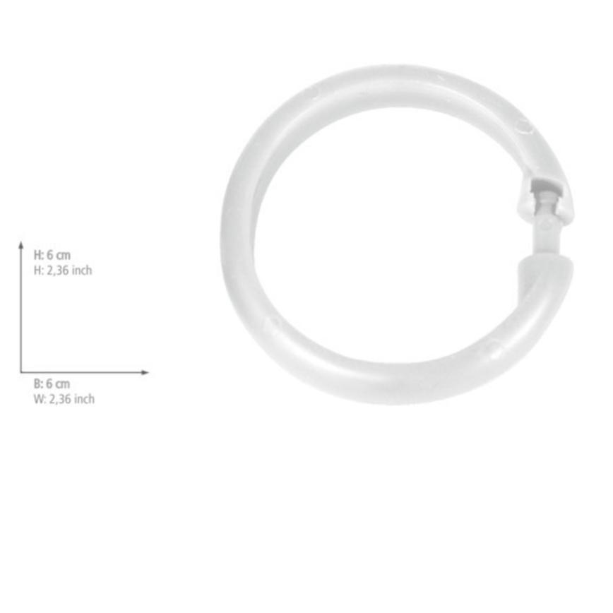 WENKO 19194100 - Duschvorhangringe LYGE 6x6 cm weiß