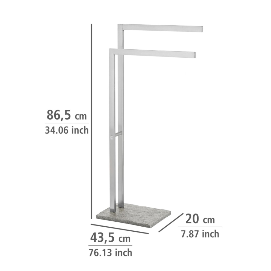 WENKO 20603100 - Handtuchständer GRANIT 43,5x86,5 cm Edelstahl/Satin/grau