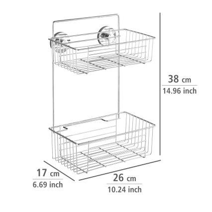 WENKO 20889100-Regal VACUUM-LOC rund Stahl 26x38 cm verchromt