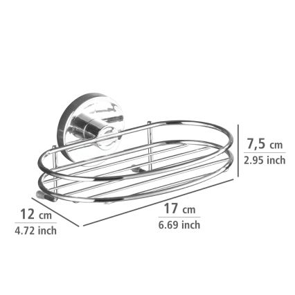 WENKO 20890100-Seifenhalter VACUUM-LOC MILAZZO 16,5x12 cm glänzender Chrom