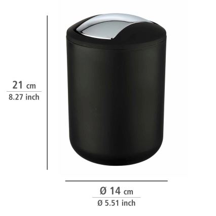 WENKO 21211100 - Mülleimer BRASIL 14 x 21 cm, schwarz/Glanzchrom