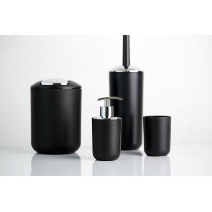 WENKO 21211100 - Mülleimer BRASIL 14 x 21 cm, schwarz/Glanzchrom