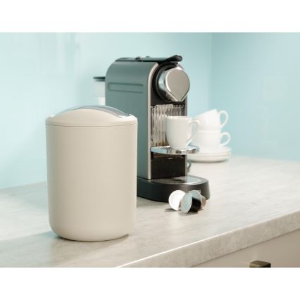 WENKO 21221100 - Abfalleimer BRASIL 14x21 cm beige/glänzender Chrom