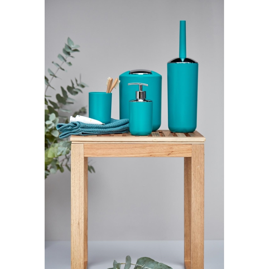 WENKO 21227100 - Abfalleimer BRASIL 19,5x31 cm türkis/hochglanzchrom