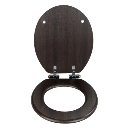 WENKO 22015100-WC WC-Sitz Wenge 35,5 x 42,5 cm braun/silber