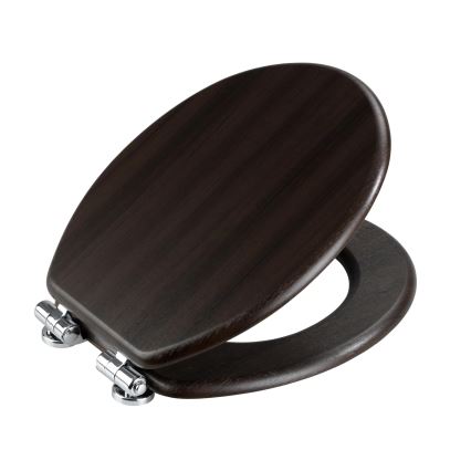 WENKO 22015100-WC WC-Sitz Wenge 35,5 x 42,5 cm braun/silber