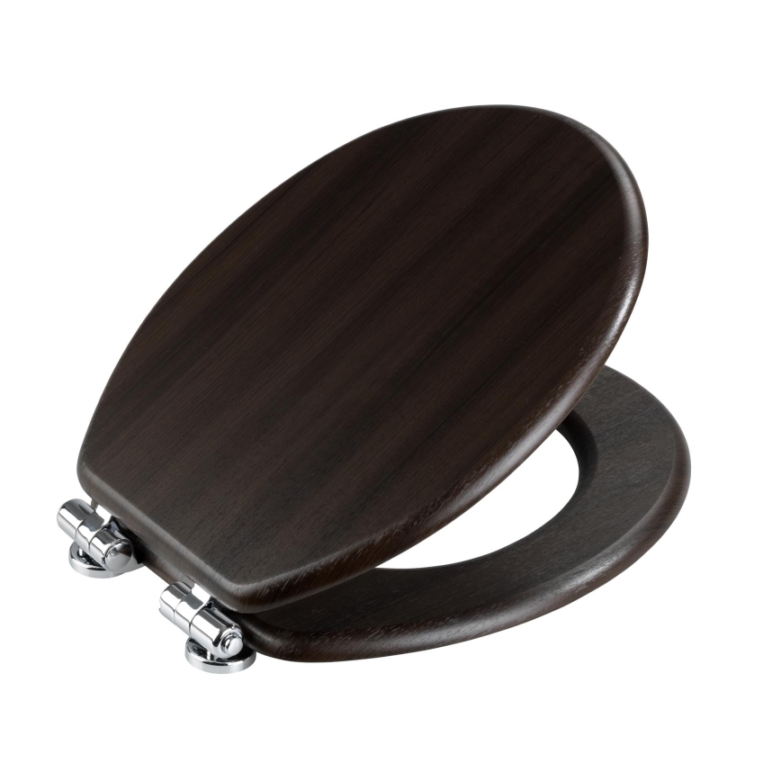 WENKO 22015100-WC WC-Sitz Wenge 35,5 x 42,5 cm braun/silber