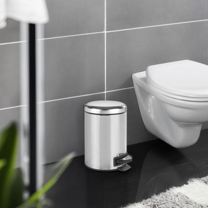 WENKO 22444100 - Abfalleimer LEMAN 17x25 cm Edelstahl/silber/schwarz