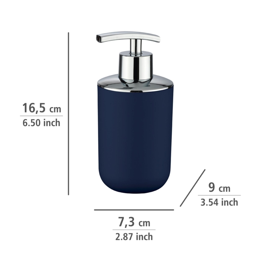 WENKO 22519100 - Seifenspender BRASIL 320 ml blau/glänzender Chrom