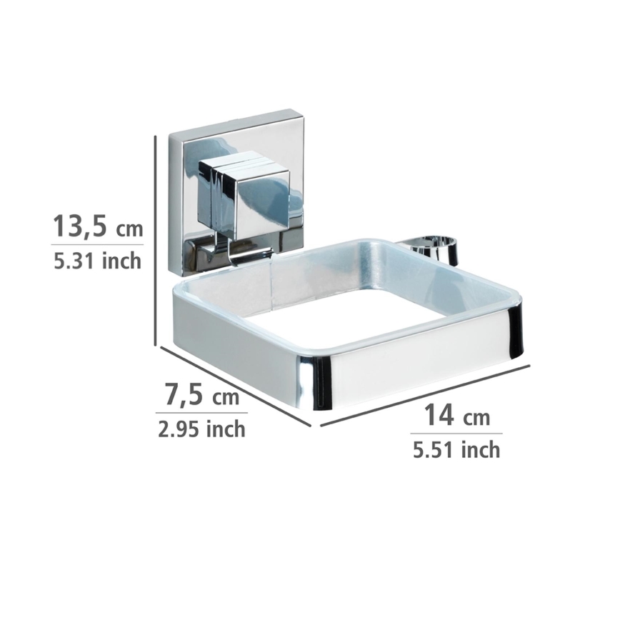 WENKO 22682100 -Föhnhalter VACUUM-LOC QUADRO ED 13,5x14 cm silber/chrom
