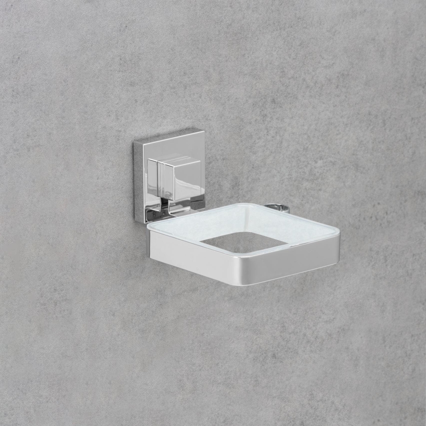 WENKO 22682100 -Föhnhalter VACUUM-LOC QUADRO ED 13,5x14 cm silber/chrom