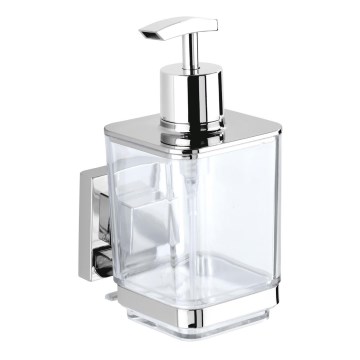 WENKO 22683100-Seifenspender VACUUM-LOC QUADRO ED 7,5x16 cm silber/Glanzchrom