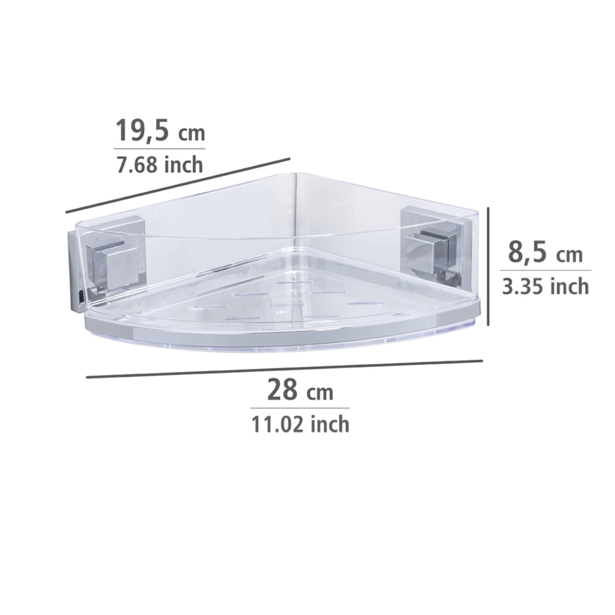 WENKO 22686100-Eckablage VACUUM-LOC QUADRO ED 28x19,5 cm silber/transparent