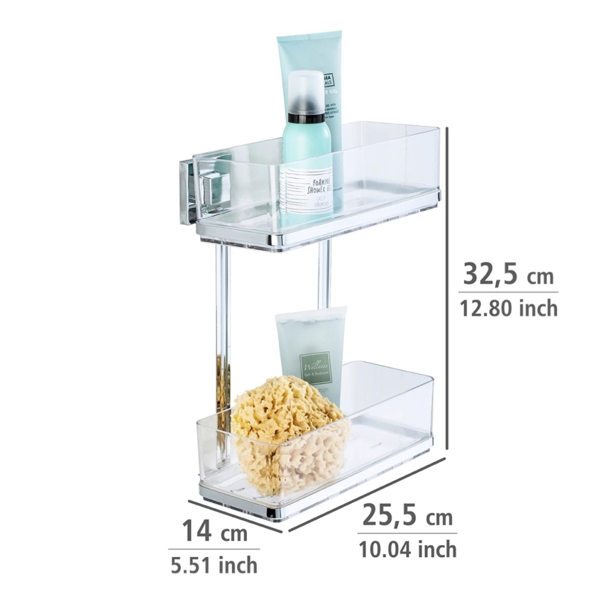 WENKO 22691100-Regal VACUUM-LOC QUADRO ED 25,5 x 32,5 cm silber/Hochglanz-Chrom/klar