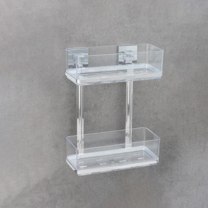 WENKO 22691100-Regal VACUUM-LOC QUADRO ED 25,5 x 32,5 cm silber/Hochglanz-Chrom/klar