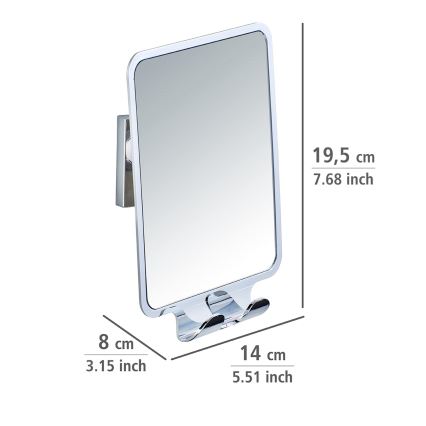 WENKO 22693100 - Kosmetikspiegel VACUUM-LOC QUADRO ED 14x19,5 cm, glänzender Chrom