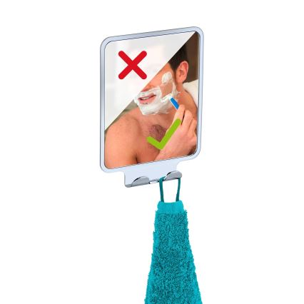 WENKO 22693100 - Kosmetikspiegel VACUUM-LOC QUADRO ED 14x19,5 cm, glänzender Chrom