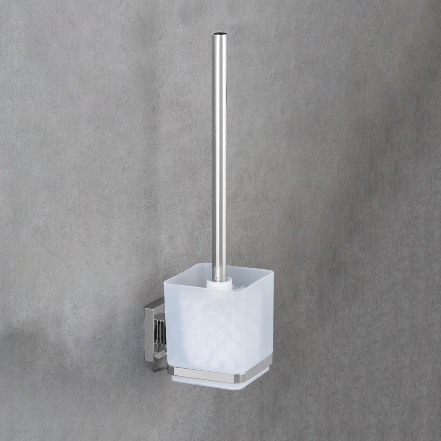 WENKO 22695100-WC WC-Bürste VACUUM-LOC QUADRO ED 9,5x37 cm silber/glänzender Chrom/klar