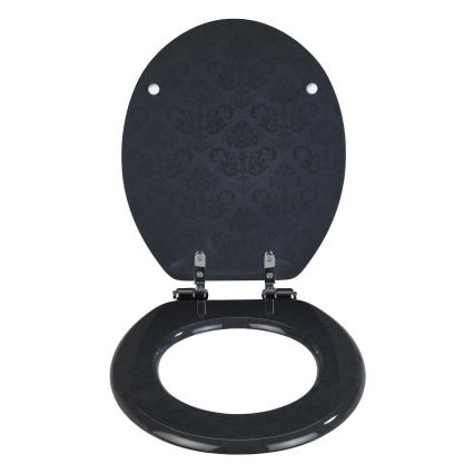 WENKO 22977100-WC-Sitz BELLEVUE 35,5x42,5 cm Anthrazit/Silber