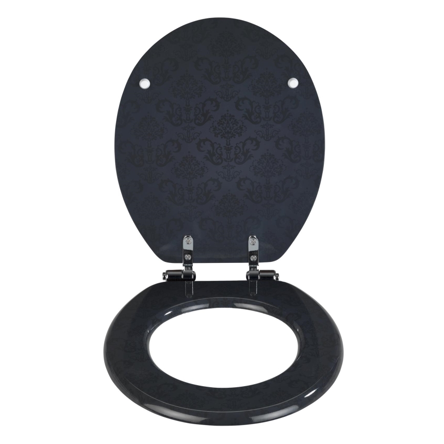 WENKO 22977100-WC-Sitz BELLEVUE 35,5x42,5 cm Anthrazit/Silber