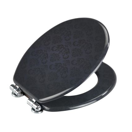 WENKO 22977100-WC-Sitz BELLEVUE 35,5x42,5 cm Anthrazit/Silber