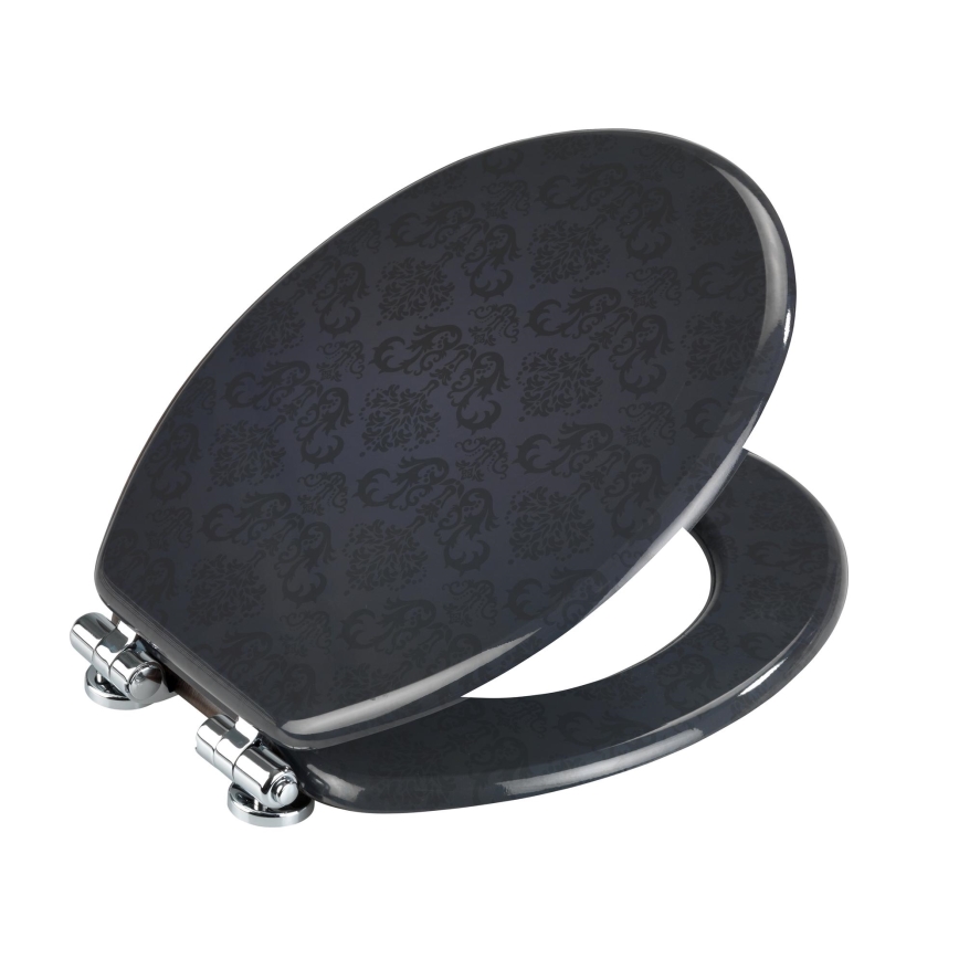 WENKO 22977100-WC-Sitz BELLEVUE 35,5x42,5 cm Anthrazit/Silber