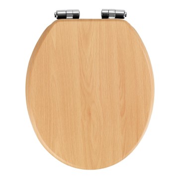 WENKO 22979100-WC Sitz Naturbuche 35,5x42,5 cm braun/silber