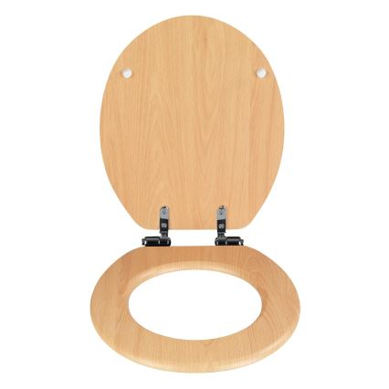 WENKO 22979100-WC Sitz Naturbuche 35,5x42,5 cm braun/silber