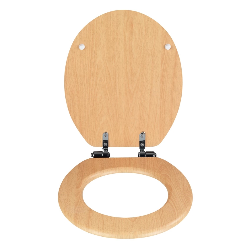 WENKO 22979100-WC Sitz Naturbuche 35,5x42,5 cm braun/silber