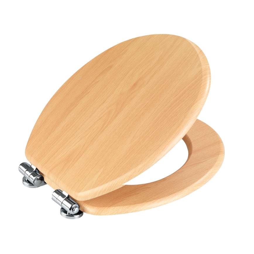 WENKO 22979100-WC Sitz Naturbuche 35,5x42,5 cm braun/silber