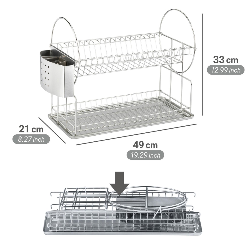 WENKO 2329100 - Geschirrabtropfer DUO 21x33 cm Edelstahl/silber