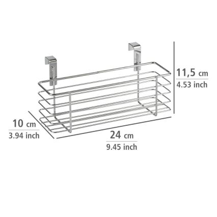 WENKO 2344100 - SLIM-Ablagekorb, 24 x 11,5 cm, glänzender Chrom/Schwarz