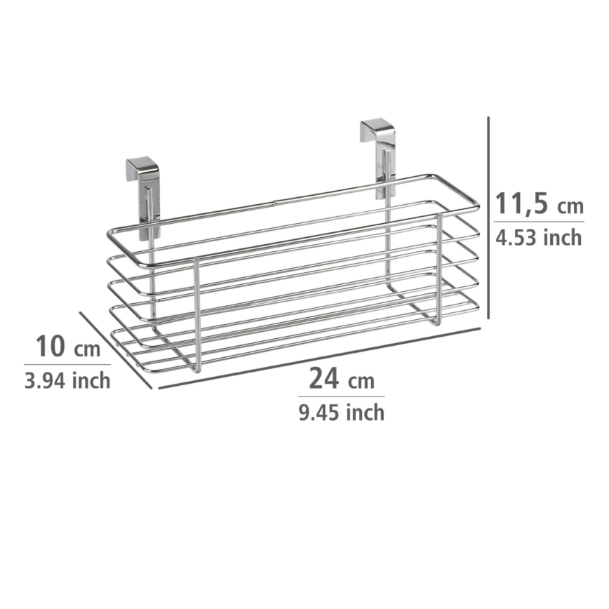 WENKO 2344100 - SLIM-Ablagekorb, 24 x 11,5 cm, glänzender Chrom/Schwarz