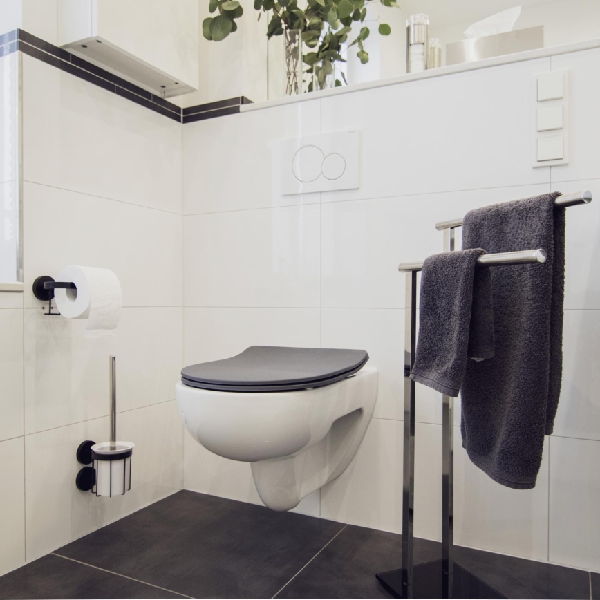 WENKO 23828100-WC WC-Sitz SEDILO 45,2x36,2 cm grau/silber