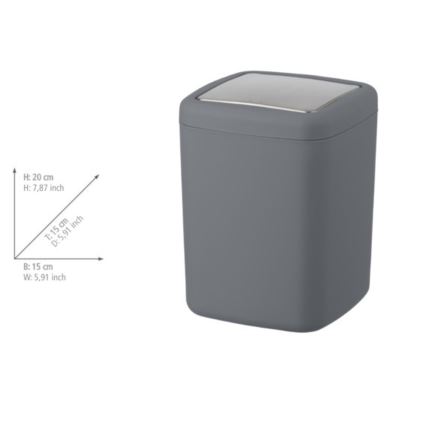 WENKO 23979100 - Abfalleimer BARCELONA 15x20 cm anthrazit/glänzender Chrom