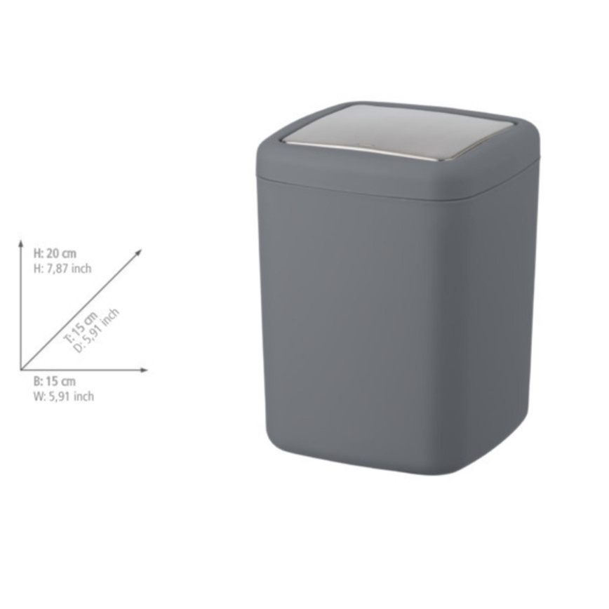 WENKO 23979100 - Abfalleimer BARCELONA 15x20 cm anthrazit/glänzender Chrom