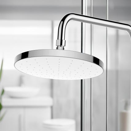 WENKO 24000100-Duschkopf AUTOMATISCHE REINIGUNG 22,5x22,5 cm glänzender Chrom/Weiß