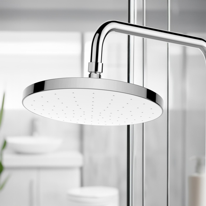 WENKO 24000100-Duschkopf AUTOMATISCHE REINIGUNG 22,5x22,5 cm glänzender Chrom/Weiß