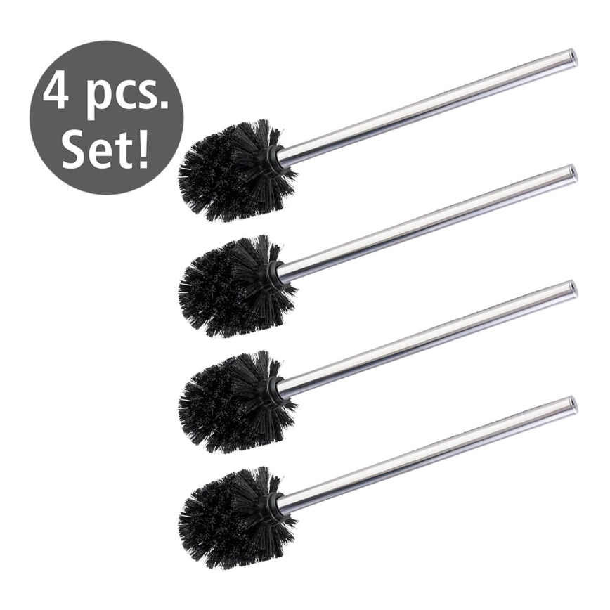 WENKO 24089800 - SET 4x WC-Bürste 8x35 cm Edelstahl/silber/schwarz