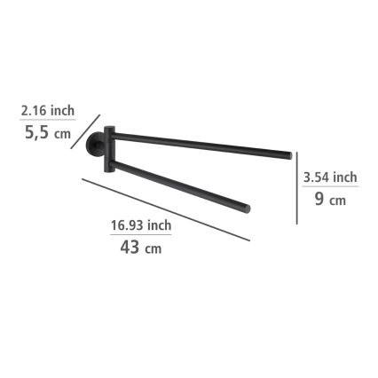 WENKO 24238100-Handtuchhalter BOSIO BLACK 5,5x43 cm Edelstahl/Silber