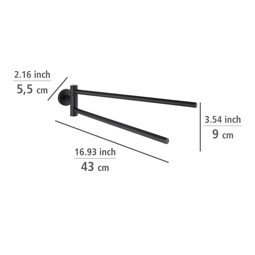 WENKO 24238100-Handtuchhalter BOSIO BLACK 5,5x43 cm Edelstahl/Silber