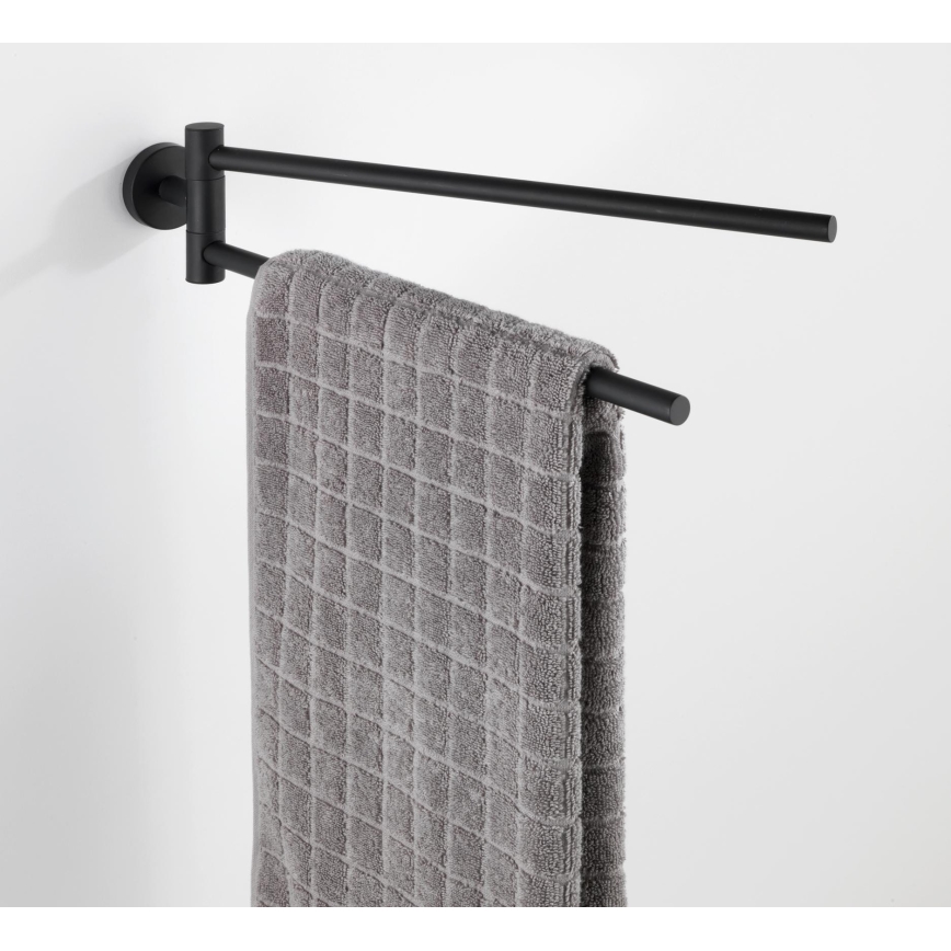 WENKO 24238100-Handtuchhalter BOSIO BLACK 5,5x43 cm Edelstahl/Silber