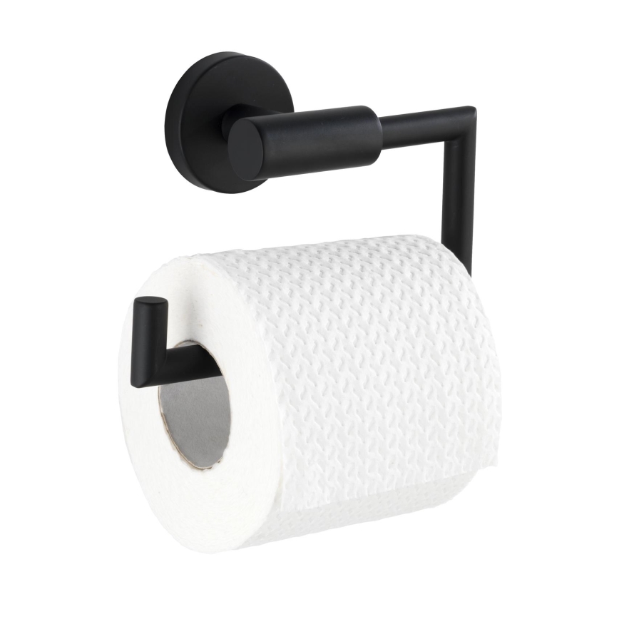 WENKO 24240100-WC-Papierhalter BOSIO BLACK 15x10,5 cm Edelstahl/silber