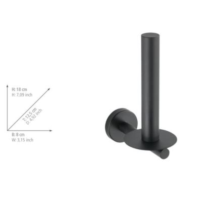 WENKO 24262100 - WC-Papierhalter BOSIO BLACK 8 x 18 cm Edelstahl/Silber
